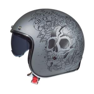 Casque Jet LE MANS 2 SV Skull&Roses gris mat